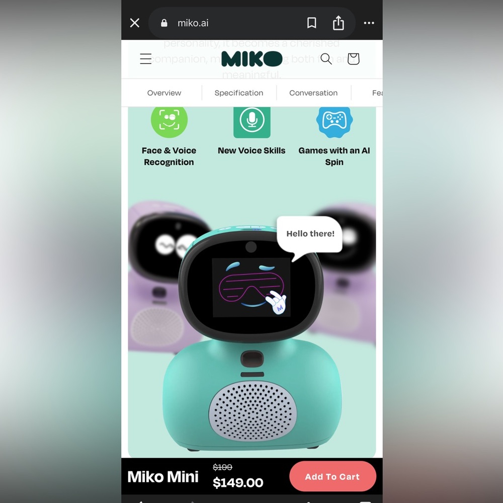 Miko Mini AI Robot- Interactive Learning Companion for Kids